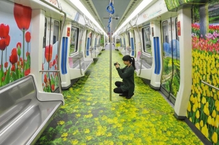 Поп-арт:надихаючі вагони  метро розписали китайці